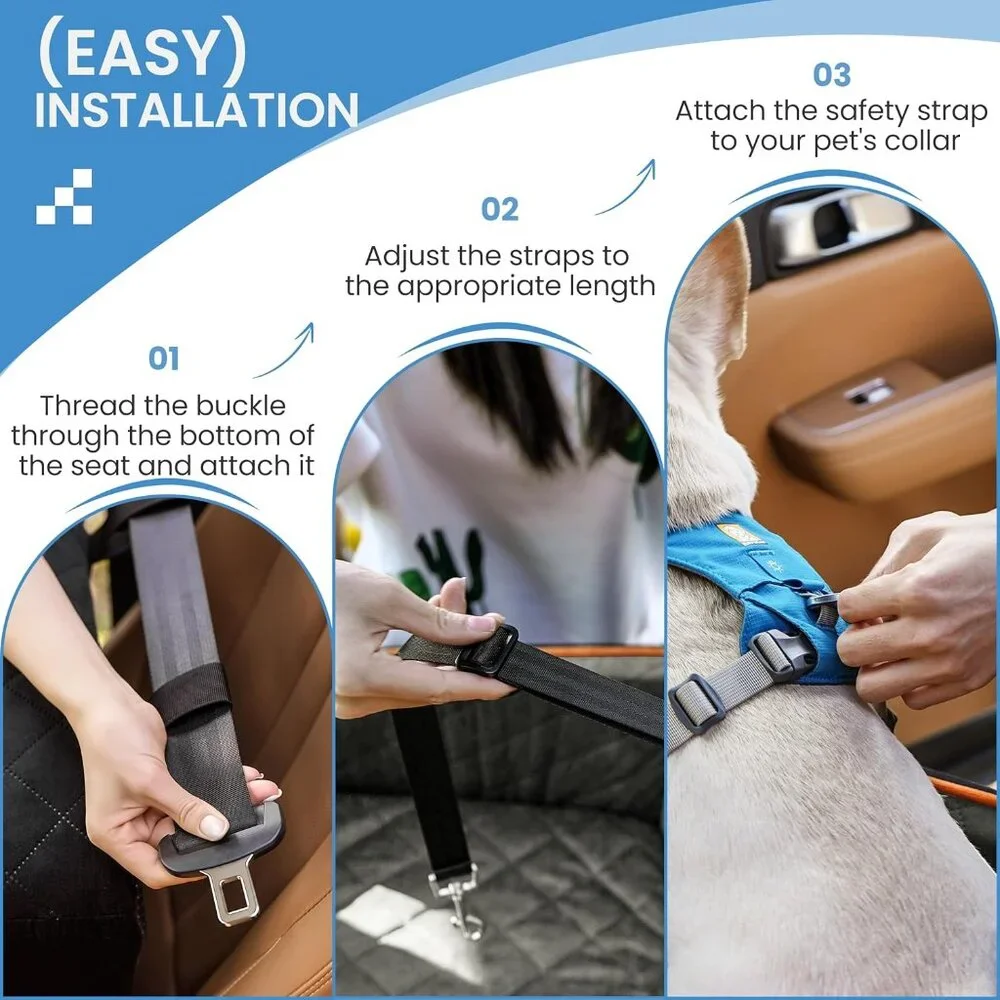 Dog Car Seat for Medium Dogs - Pet Car Seat with 2 Safety Straps